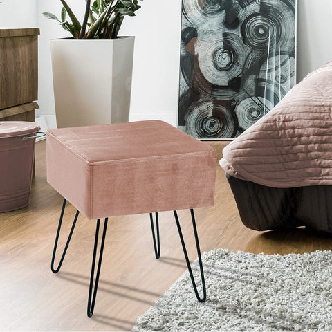 Velvet Footrest Stool (Square)