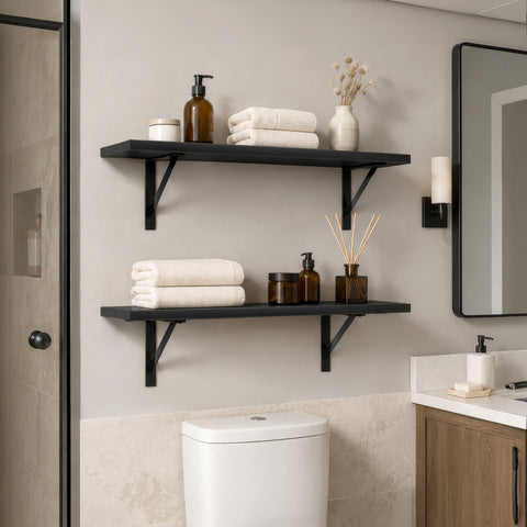 Wall Shelves with Metal Bracket (Set of 2)
