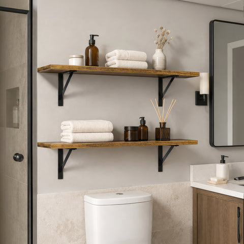 Wall Shelves with Metal Bracket (Set of 2)