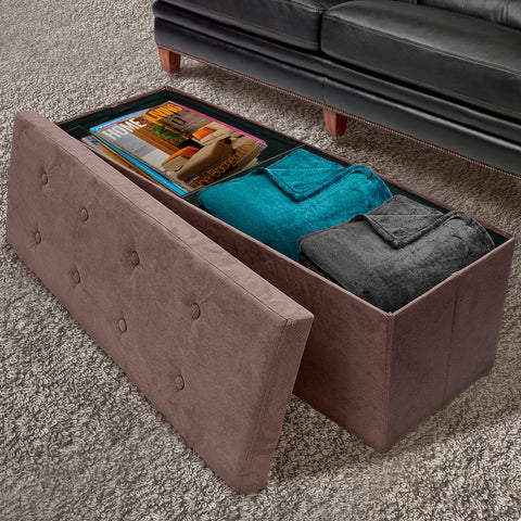 Faux Suede Storage Bench (Large)