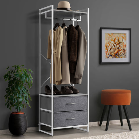 2 Drawer Tall Clothing Rack Storage