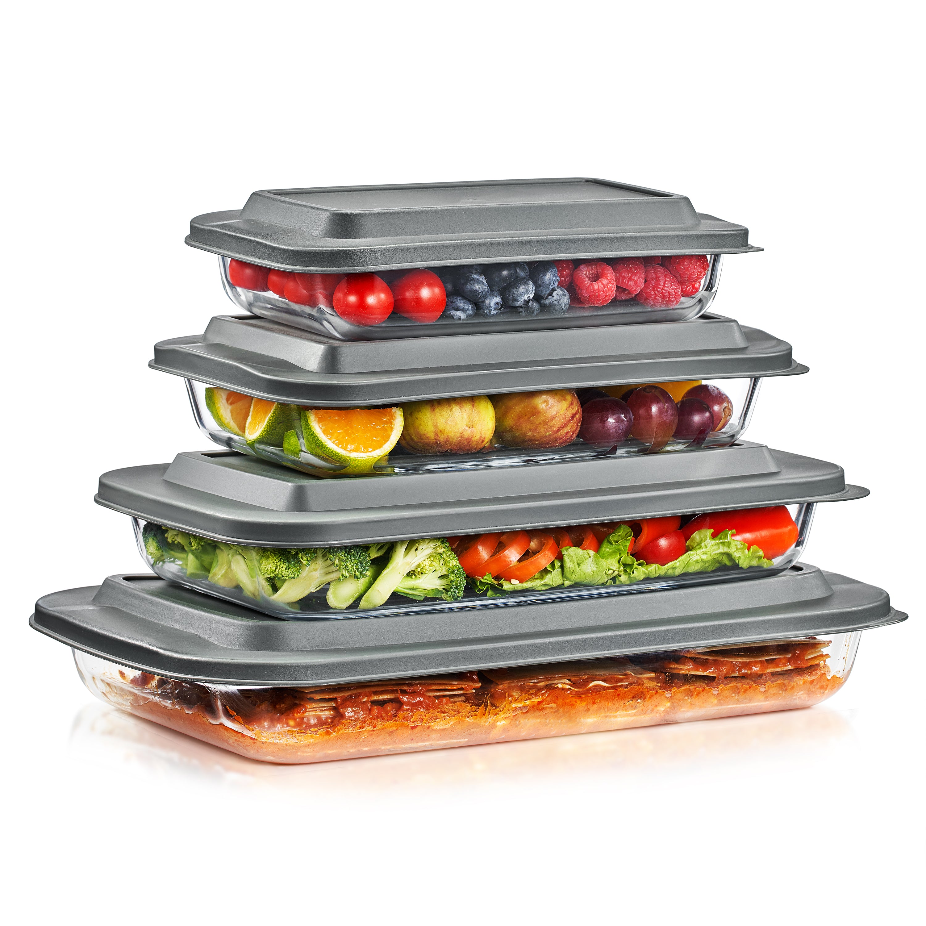 Deep Set Lid Deep Glass Baking Dish Set with Lids (8 Pcs) – Sorbus Home