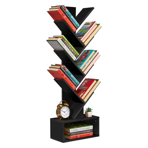 7 Tier Tree Bookshelf with Storage