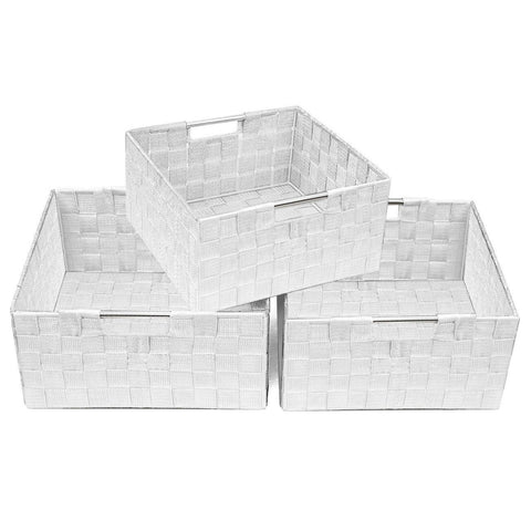 Double Woven Basket Bin Set (3 Pack)