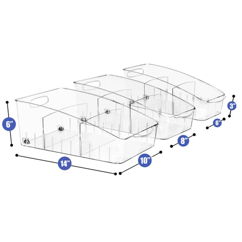 Curved Clear Organizing Bins on Wheels