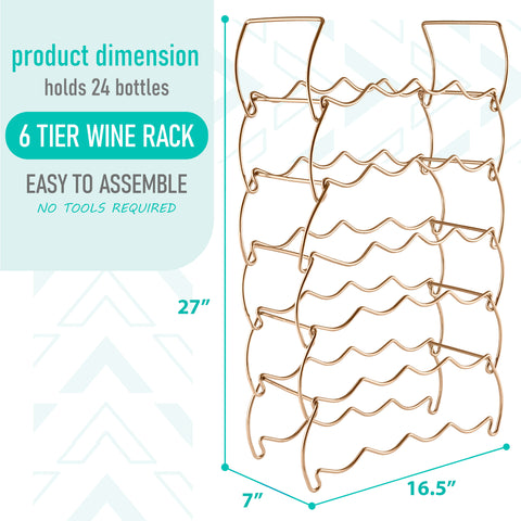 6-Tier Stackable and Detachable Wine Rack Holds 24 Bottles