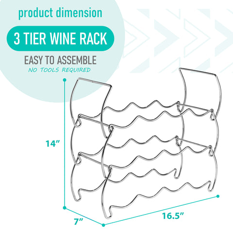 12 Bottle Metal Detachable Wine Rack (3 Tier)