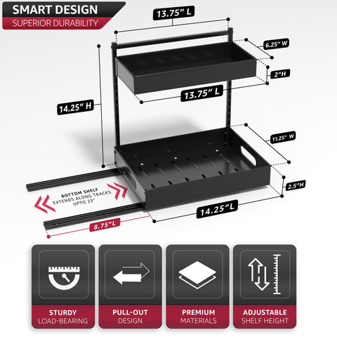 2-Tier Pull Out Under Sink Organizer with Sliding Tracks