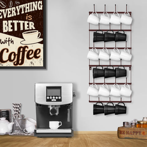 Wall-Mounted Coffee Mug Small Holder (21 Hooks)