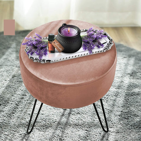 Velvet Footrest Stool (Round)