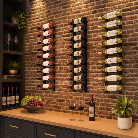 9-Tier, Single Row Wall Mounted Wine Rack