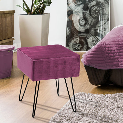 Velvet Footrest Stool (Square)