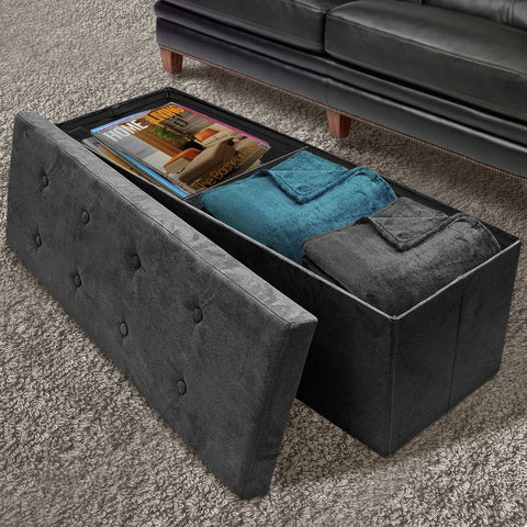 Faux Suede Storage Bench (Large)