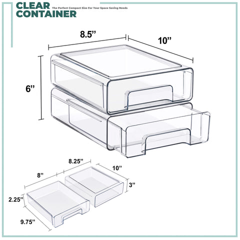 Stackable Storage Drawers Case with Handles