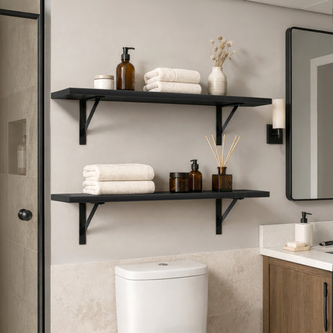 Wall Shelves with Metal Bracket (Set of 2)