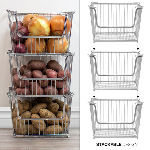 Farmhouse Wire Scoop Basket Bins (3 Pack)