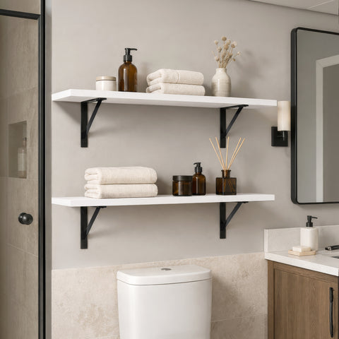 Wall Shelves with Metal Bracket (Set of 2)