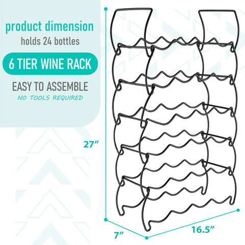 6-Tier Stackable and Detachable Wine Rack Holds 24 Bottles