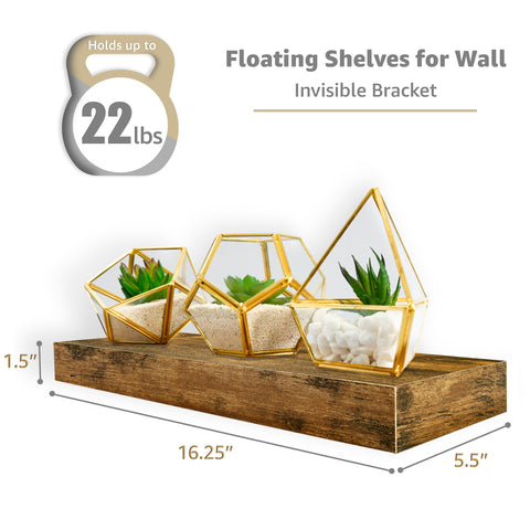 Rustic Rectangle Floating Shelves (3 Pack)