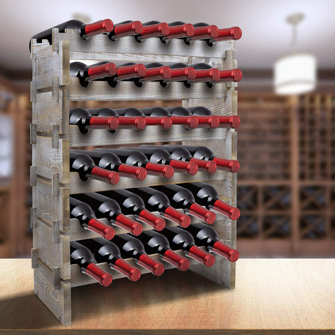 36 Bottle Rustic Wine Rack (6 Tiers)