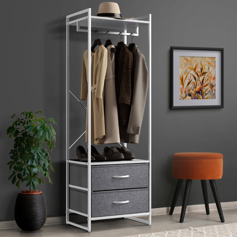 2 Drawer Tall Clothing Rack Storage