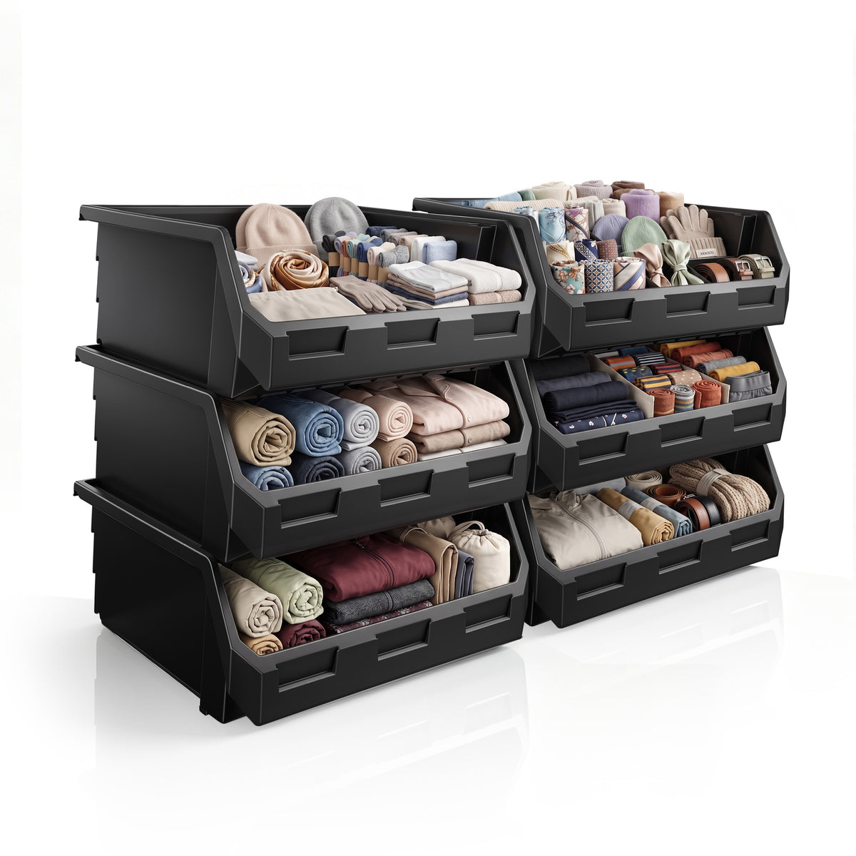 Extra-Large Open Front Stackable Clothing Storage Bin
