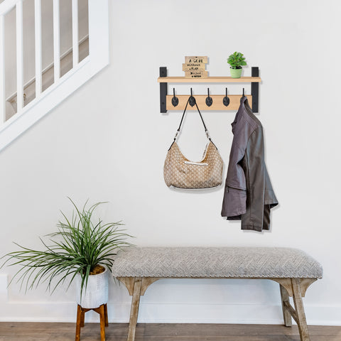 Coat Hooks Wall Mount Floating Shelf (Large & XL)