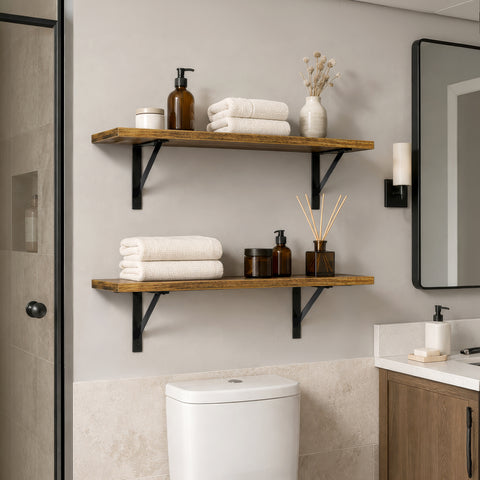 Wall Shelves with Metal Bracket (Set of 2)