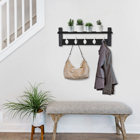 Coat Hooks Wall Mount Floating Shelf (Large & XL)