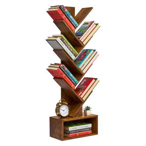 7 Tier Tree Bookshelf with Storage