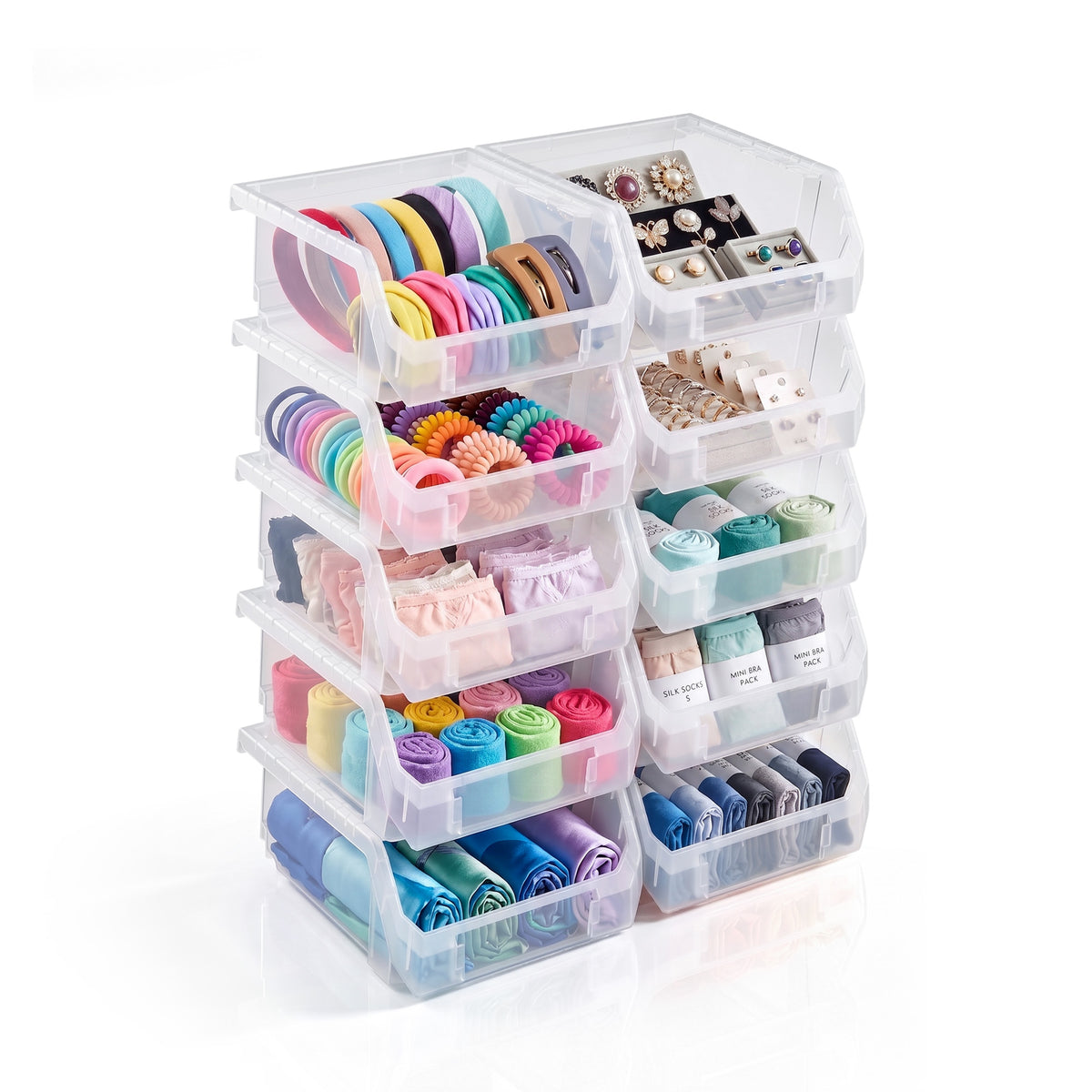 Small Open Front Stackable Clothing Storage Bin