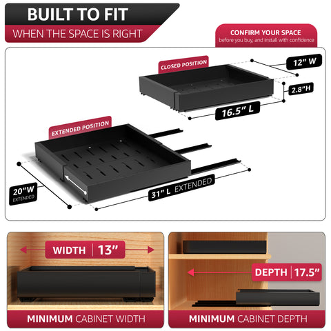 Extendable Pull-Out Storage Rack with Sliding Tracks Set of 2