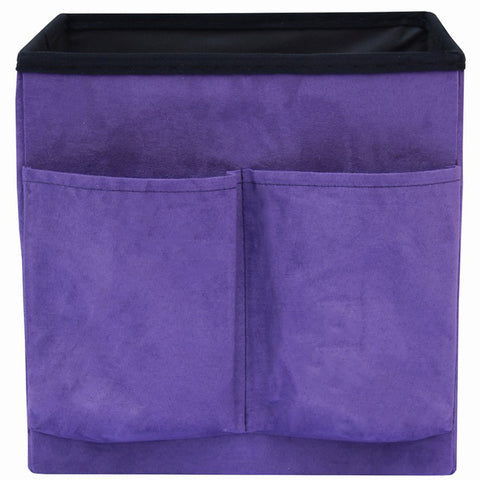 Faux Suede Storage Ottoman Cube with Pockets