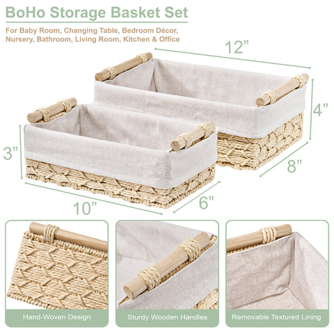 Woven Boho Decor Baskets (Set of 2)