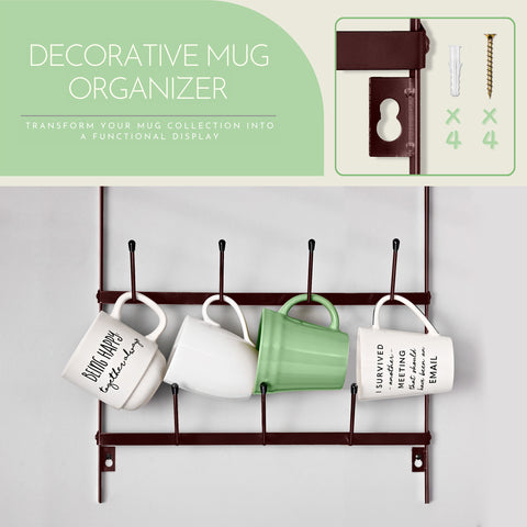 Wall-Mounted Coffee Mug Small Holder (21 Hooks)