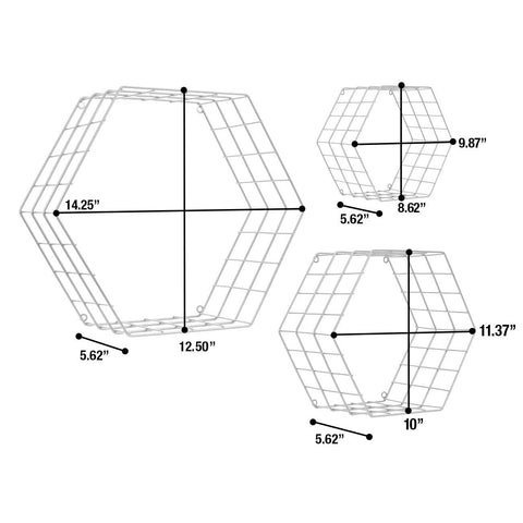 Hexagon Floating Shelves (Set of 3)