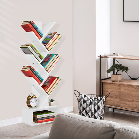 7 Tier Tree Bookshelf with Storage