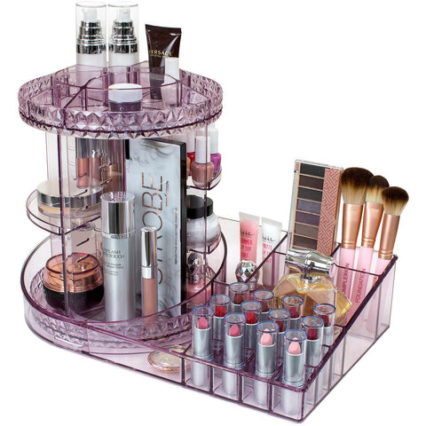 360Â° Makeup Organizer Carousel Tray Station