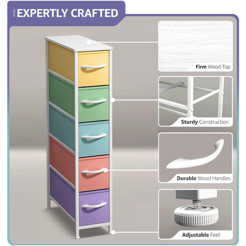 5 Drawer Narrow Storage Tower