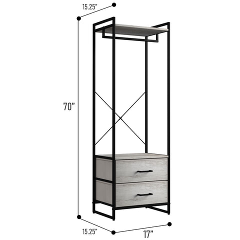 2 Drawer Tall Clothing Rack Storage