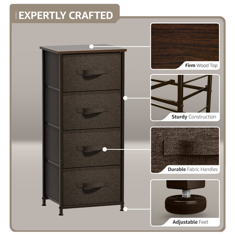 4 Drawer Vertical Short Nightstand