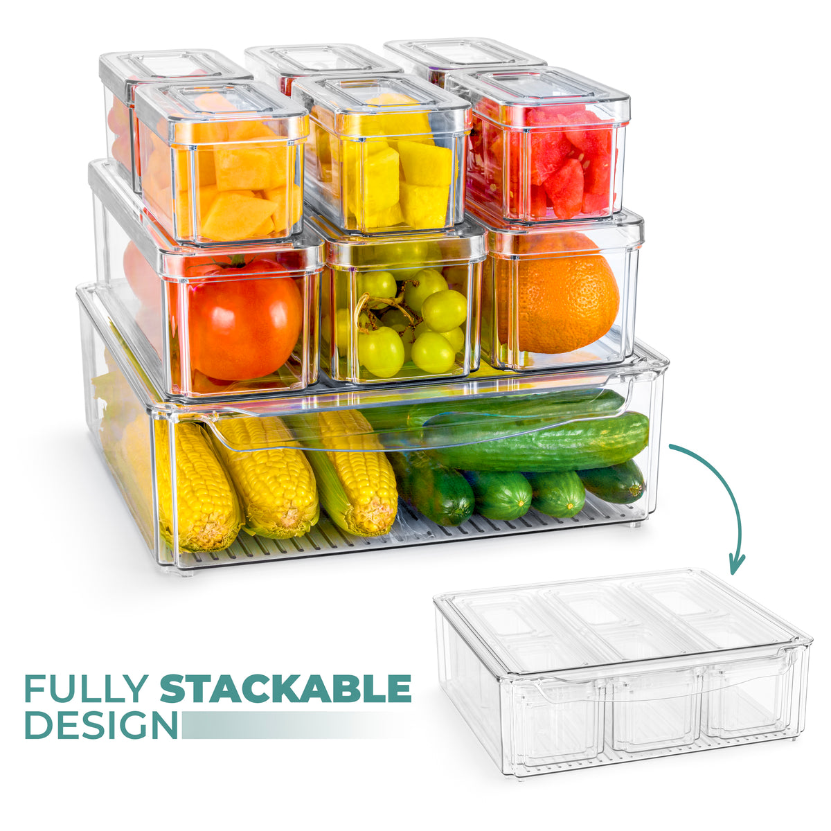 Stackable Storage Bins with Lids (10 Pack)