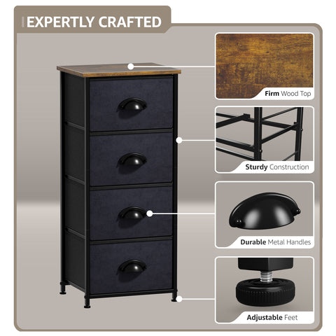 4 Drawer Vertical Short Nightstand