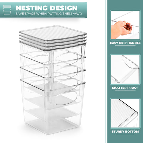 Plastic Bins with Lids Set (Small)