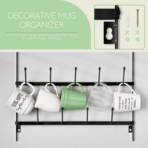 Wall-Mounted Coffee Mug Holder (27 Hooks)