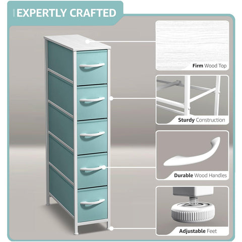 5 Drawer Narrow Storage Tower
