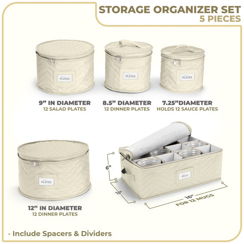 Dinnerware Storage Set Serves 12 (5 Pack)