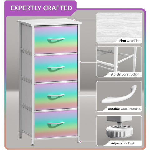 4 Drawer Vertical Short Nightstand