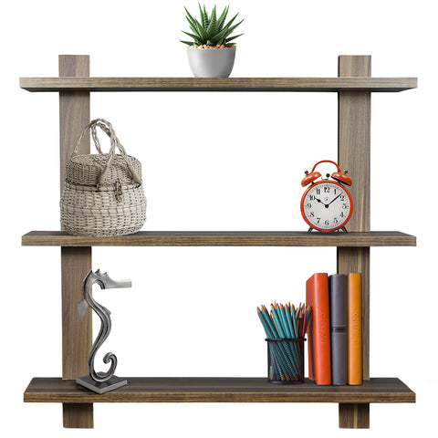 Asymmetric Wood Floating Shelf (3 Tier)