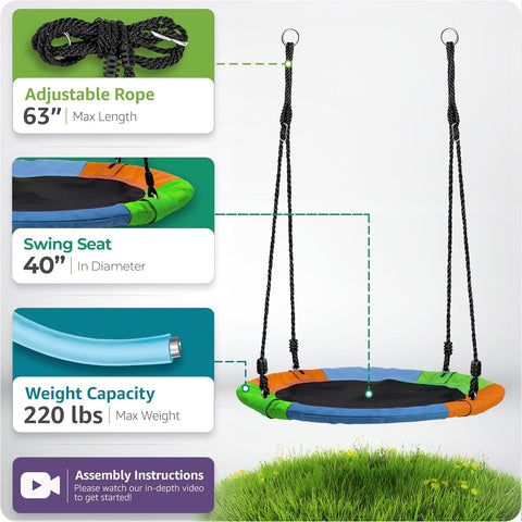 Saucer swing for backyard